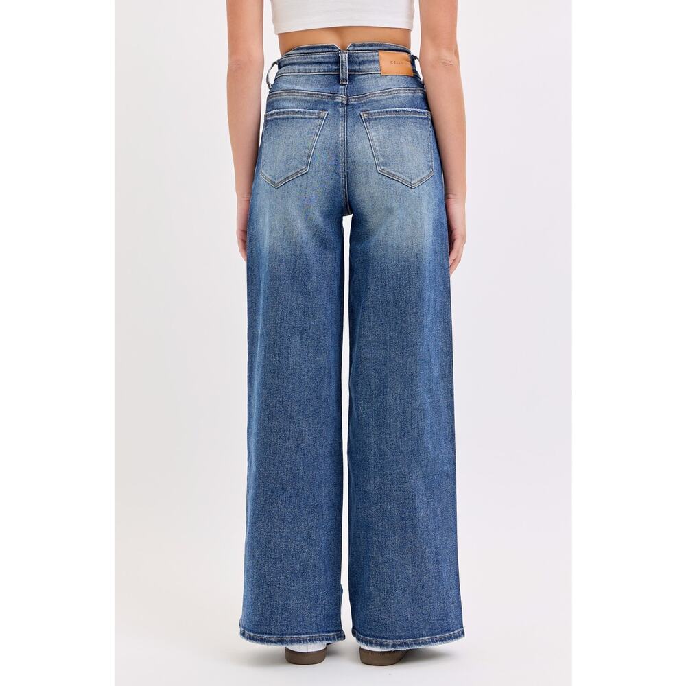 Cello Jeans Sz 3 (26) High Rise Wide Leg With V Shape Double Waist Band - Picture 2 of 7